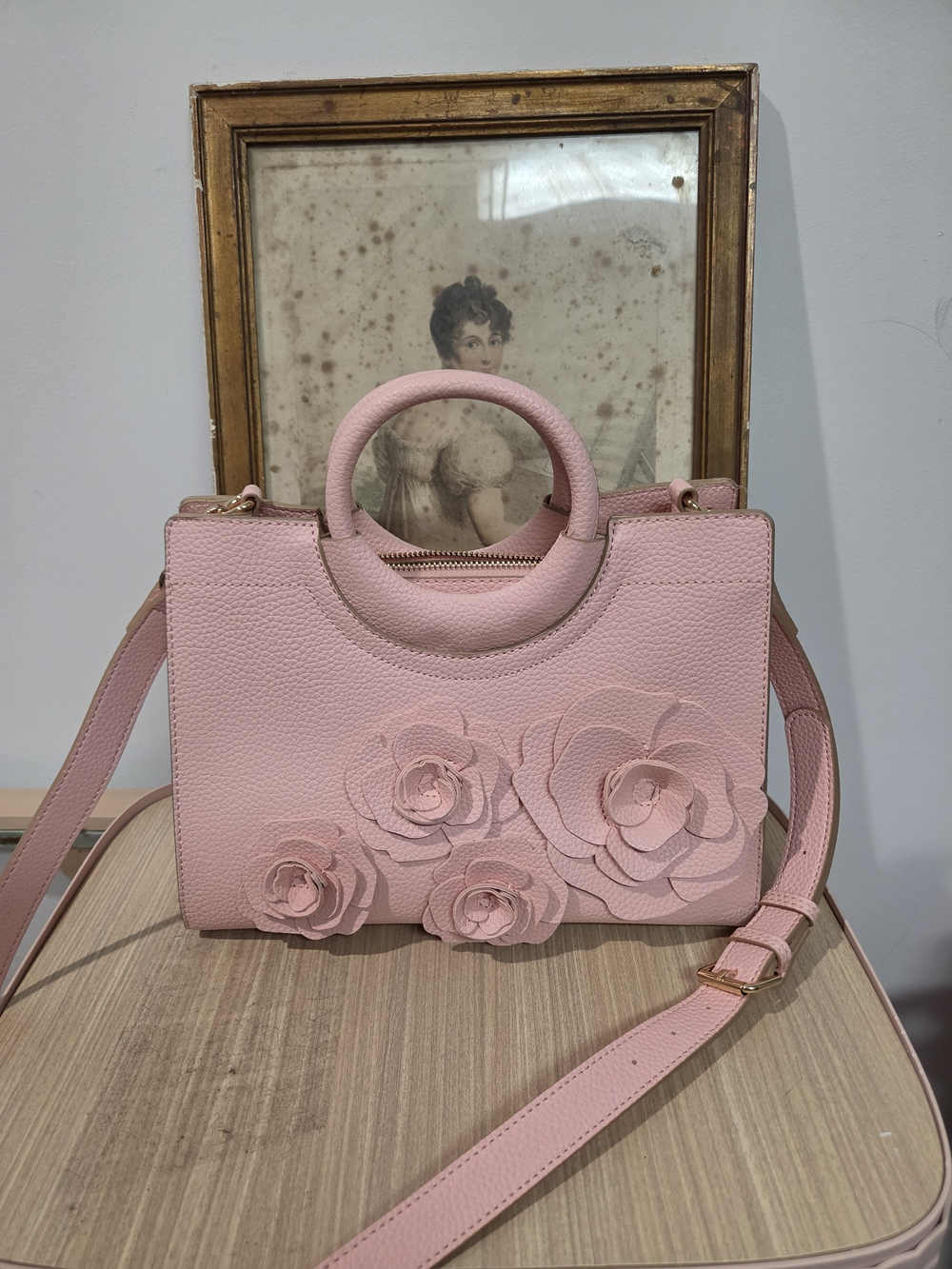 Nanette Lepore Pink Floral Applique Satchel PRISTINE